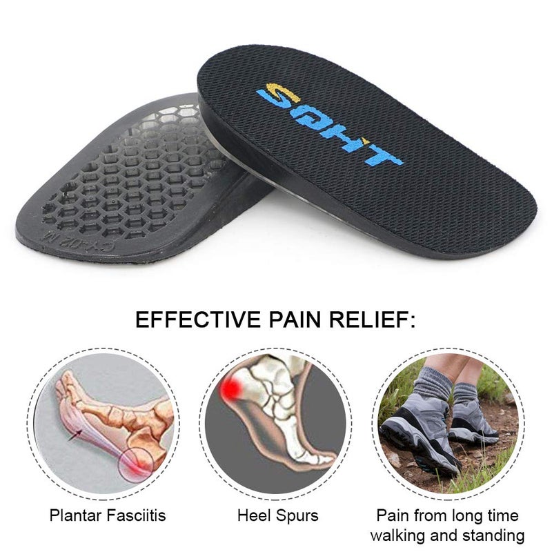 SQHT 's Height Increase Insoles - Heel Shoe Lift Inserts for Achilles Tendonitis and Leg Length Discrepancy  Heel Cushion for Men & Women (Large (0.6 "" Height)) - Image 4